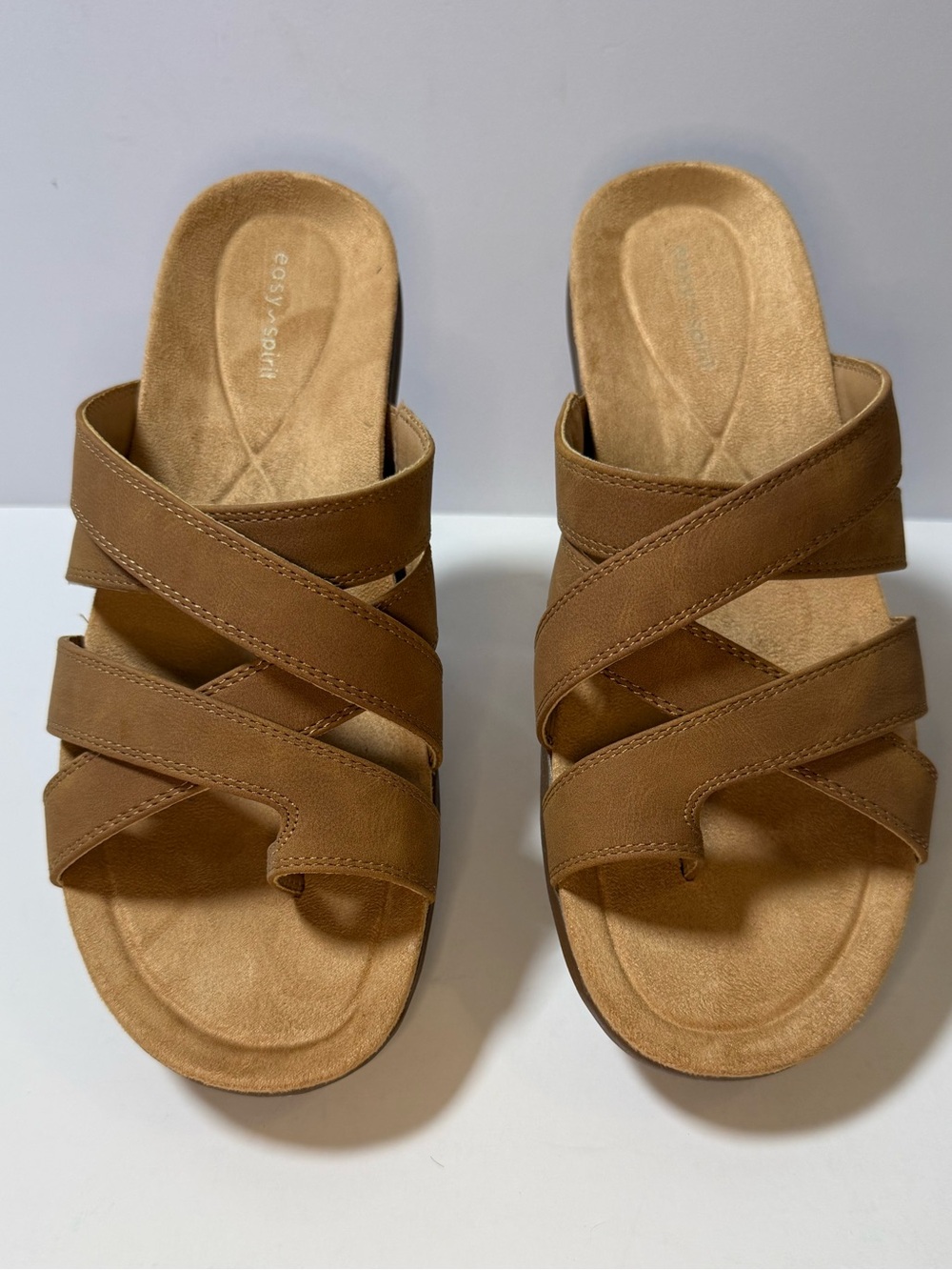 Easy Spirit Women's Tan Crisscross Slide Sandals